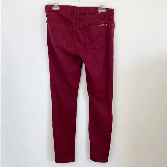 7 For All Mankind Burgundy Ankle Skinny Jean - Picture 9 of 11